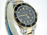 PRE OWNED MENS ROLEX TWO-TONE SUBMARINER DATE WITH A BLACK DIAL 16803