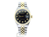 Pre Owned Mens Rolex Two-Tone Datejust with a Black Diamond Dial 1601