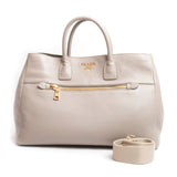 Prada Grey Calf Leather Handbag with Shoulder Strap