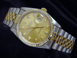 Pre Owned Mens Rolex Two-Tone Datejust with a Gold Diamond Dial 16233