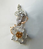 Dalben Moonstone Orange and White Diamond Hellebore Earrings