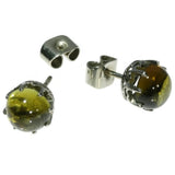 Art Deco green cabochon stud earrings