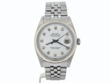Pre Owned Mens Rolex Stainless Steel Datejust with a White Diamond Dial 1601