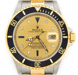 PRE OWNED MENS ROLEX TWO-TONE SUBMARINER DATE WITH A SERTI DIAL 16613T