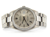 Pre Owned Mens Rolex Stainless Steel Datejust Diamond with a Silver Dial 1603