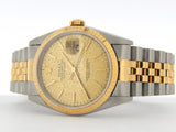 Pre Owned Mens Rolex Stainless Steel Datejust with a Gold Anniversary Dial 16233
