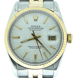Pre Owned Men\'s Rolex Two-Tone Datejust with a White Stick Dial 16013