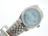 Pre Owned Mens Rolex Stainless Steel Datejust with a Blue MOP Roman Dial 16030