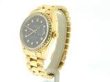 Pre Owned Mens Rolex Yellow Gold Datejust Diamond Black 16018