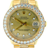Pre Owned Mid Size Rolex Yellow Gold Datejust President Gold Champagne 6827