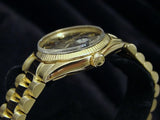 Pre Owned Mid-Size Rolex Yellow Gold Datejust President with a Black Dial 6827