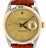 Pre Owned Mens Rolex Two-Tone Datejust with a Gold Champagne Dial 16233