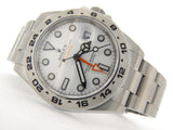 PRE OWNED MENS ROLEX STAINLESS STEEL EXPLORER II WITH A WHITE DIAL 216570