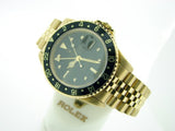 PRE OWNED MENS ROLEX YELLOW GOLD GMT-MASTER WITH A BLACK DIAL 16758
