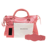 Balenciaga Pink Lambskin Silver Giant 12 City Motorcycle Handbag