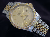 Pre Owned Mens Rolex Two-Tone Datejust Diamond with a Gold Linen Dial 16013