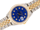 Pre Owned Mens Rolex Two-Tone Diamond Datejust with a Blue Dial 16233