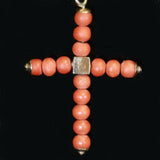 Antique blood coral cross pendant
