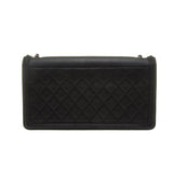Chanel Black Velvet Calfskin Boy Brick Horizontal Chain Bag