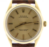 PRE OWNED MENS ROLEX GOLD SHELL OYSTER PERPETUAL WITH A CHAMPAGNE DIAL 1024
