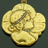 Art Nouveau woman head gold locket