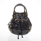 Balenciaga Black Lambskin Gold Giant 12 Mini Pom Pon Handbag