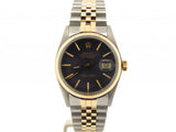 Pre Owned Mens Rolex Two-Tone Datejust with a Black Dial 16013
