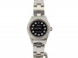 PRE OWNED LADIES ROLEX STAINLESS STEEL OYSTER PERPETUAL DIAMOND BLACK 76080