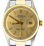 Pre Owned Mens Rolex Two-Tone Datejust with a Gold Champagne Dial 1601