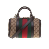 Gucci 269876 Beige/Ebony GG Fabric with Brown Leather Trim Handbag