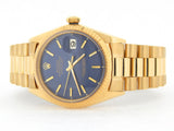 Pre Owned Mens Rolex Yellow Gold Datejust with a Blue Dial 1601