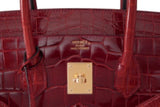 Hermès Rouge Porosus Crocodile Lisse Birkin 35