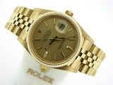Pre Owned Mens Rolex Yellow Gold Datejust with a Gold Champagne Dial 16238