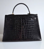 Hermes Kelly 32 Black Crocodile