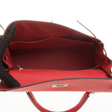 Hermes Rouge Pivoine Clemence Leather Kelly 32cm (R Stamp)