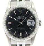 Pre Owned Mens Rolex Stainless Steel Datejust with a Black Dial 16220
