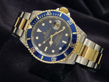 PRE OWNED MENS ROLEX TWO-TONE SUBMARINER DATE WITH A BLUE DIAL 16613T