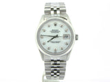 Pre Owned Mens Rolex Stainless Steel Datejust with a White MOP Diamond Dial 1603