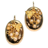 Victorian gold earrings with seed pearls