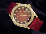 Pre Owned Mens Rolex Yellow Gold Datejust Diamond Red 16018