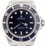 PRE OWNED MENS ROLEX STAINLESS STEEL SUBMARINER WITH A BLACK DIAL 14060M
