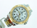 PRE OWNED MENS ROLEX TWO-TONE YACHT-MASTER DATE WITH A WHITE DIAL 16623