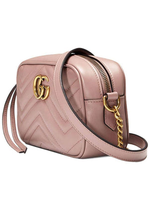 GG Marmont Mini Matelassé Zipped Shoulder Bag In Dusty Pink right