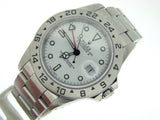 PRE OWNED MENS ROLEX STAINLESS STEEL EXPLORER II WITH A WHITE DIAL 16570