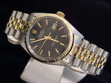 Pre Owned Mens Rolex Two-Tone Datejust with a Black Dial 1601