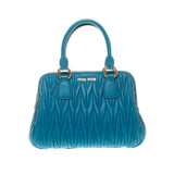 Miu Miu Turquoise Matelasse Leather Nappa Handbag