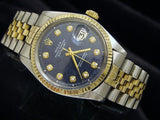 Pre Owned Mens Rolex Two-Tone Datejust with a Blue Linen Diamond Dial 1601
