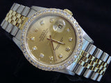 Pre Owned Mens Rolex Two-Tone Diamond Datejust with a Gold/Champagne Dial 16263