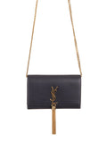 Kate Tassel Dark Smog Smooth Leather Chain Wallet
