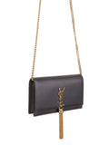 Kate Tassel Dark Smog Smooth Leather Chain Wallet